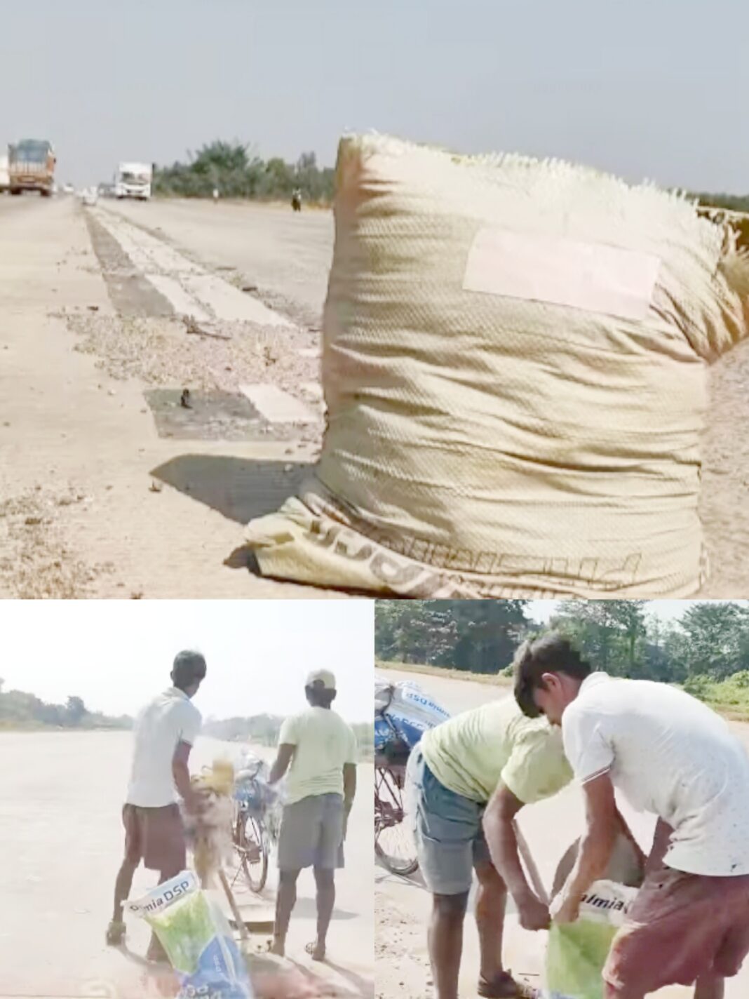 बेलदा NH पर हादसे रोकने के लिए रनवे में लगाईं गई रिफ्लेक्टिव बालू बोरियां, NH प्राधिकरण का बड़ा कदम