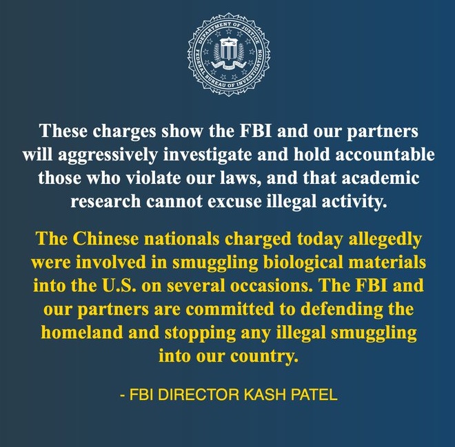 मिशिगन विवि में बड़ा खुलासा! चीन के तीन शोधार्थी जैविक पदार्थों की तस्करी में पकड़े गए 🚨