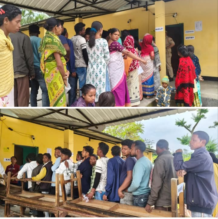 असम चुनाव 2026: मतदान शुरू होते ही उम्मीदवारों ने डाले वोट, बूथों पर लंबी कतारें असम चुनाव 2026: मतदान शुरू होते ही उम्मीदवारों ने डाले वोट, बूथों पर लंबी कतारें