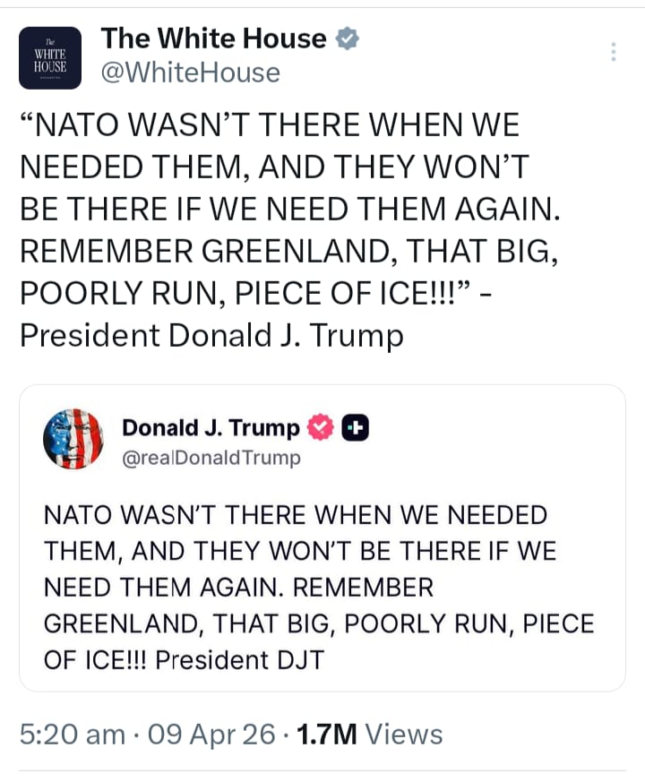 ट्रंप का बड़ा बयान: ग्रीनलैंड को लेकर फिर बढ़ा तनाव, नाटो को दी खुली चेतावनी ट्रंप का बड़ा बयान: ग्रीनलैंड को लेकर फिर बढ़ा तनाव, नाटो को दी खुली चेतावनी