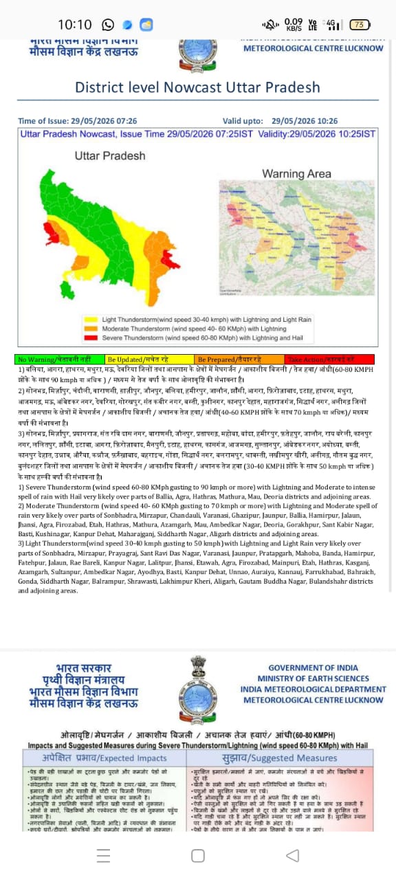 यूपी में मौसम का बड़ा अलर्ट! 80 KM/H की रफ्तार से चलेंगी हवाएं, कई जिलों में बारिश की चेतावनी यूपी में मौसम का बड़ा अलर्ट! 80 KM/H की रफ्तार से चलेंगी हवाएं, कई जिलों में बारिश की चेतावनी