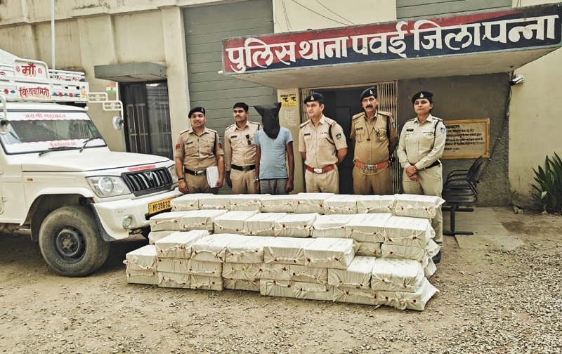 पन्ना जिले की पवई पुलिस द्वारा की गई कार्रवाई में जब्त सामग्री