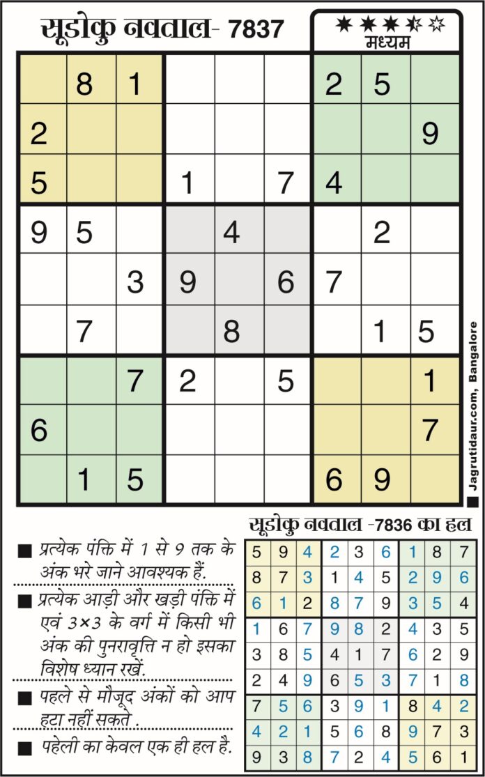 सुडोकू खेलने के नियम और सॉल्यूशन