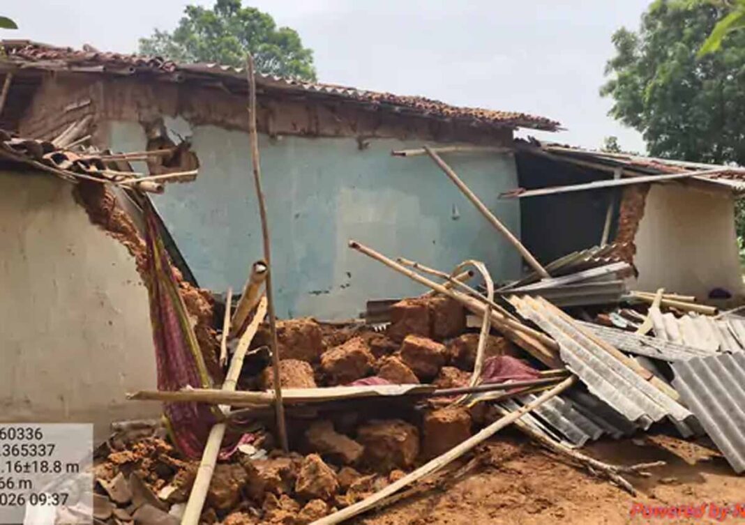 हाथियों के हमले में क्षतिग्रस्त कच्चे मकान की तस्वीरें वायरल हुईं हाथियों के हमले में कच्चे मकान की तस्वीरें