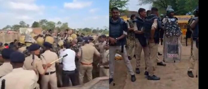 पुलिस कार्रवाई के दौरान जवान तैनात