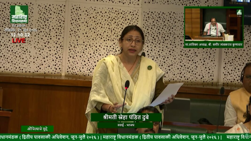 मानसून सत्र में अपनी बात रखते हुए स्नेहा दुबे पंडित। स्नेहा दुबे पंडित मानसून सत्र