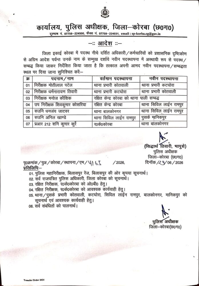 नया आदेश जारी