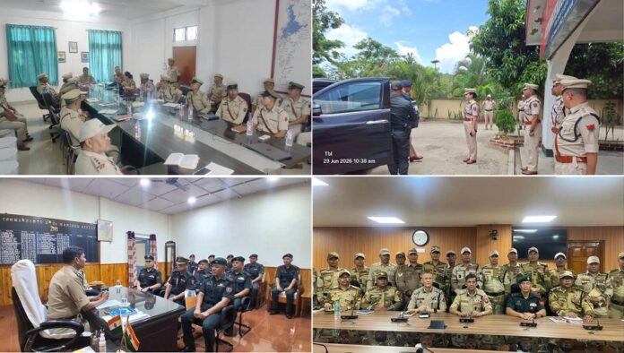 मणिपुर के डीजीपी पुलिस अधिकारियों के साथ चर्चा करते हुए