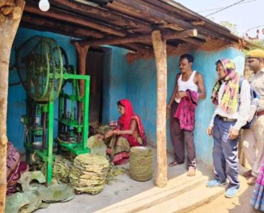 पत्तल दोना बनाती सरिता नायक