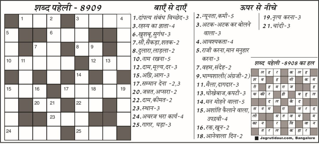शब्द पहेली जुलाई 2026 का उत्तर