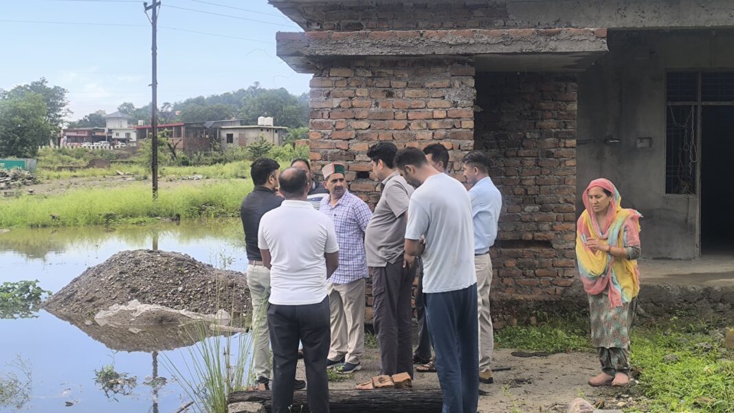जलभराव के चलते भरे पानी को देखते हुए उपमुख्य सचेतक की प्रतिक्रिया जलभराव पानी उपमुख्य सचेतक