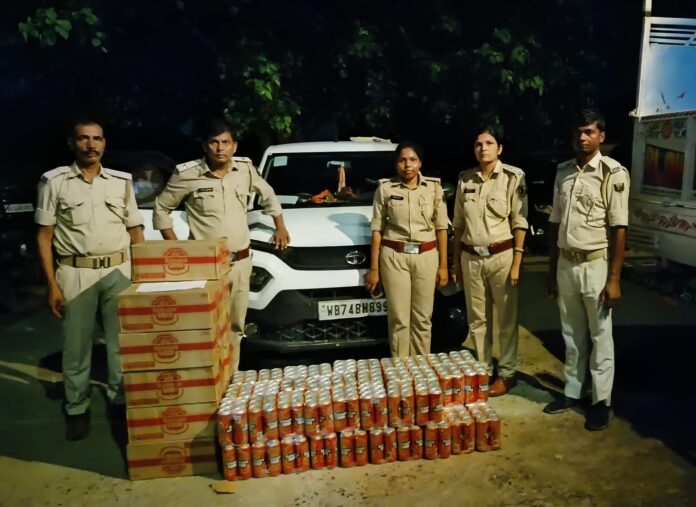 अररिया फोटो:जब्त बीयर, पुलिस कार्रवाई