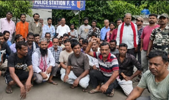 विरोध प्रदर्शन करते ऑटो चालक