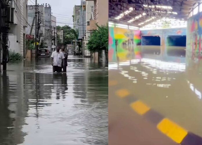 रायपुर में बारिश का दृश्य