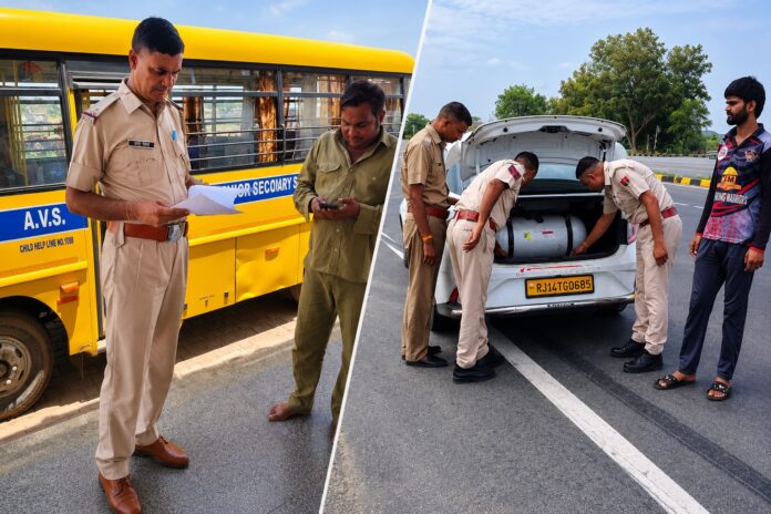 यातायात नियम तोड़ने पर पुलिस