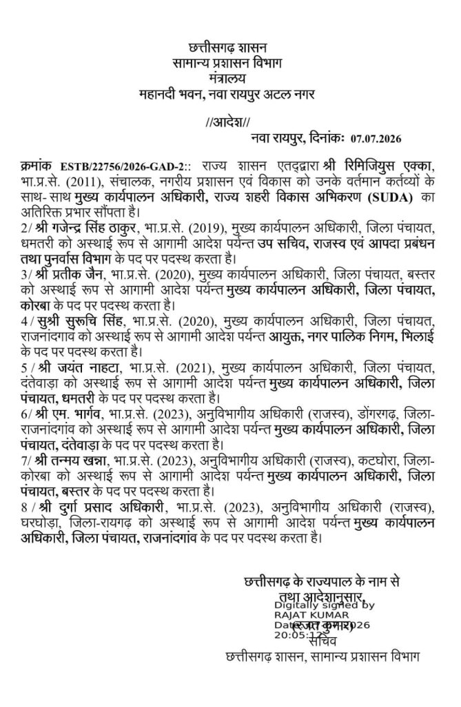 भारतीय प्रशासनिक सेवा का स्थानांतरण आदेश जारी भारतीय प्रशासनिक सेवा का स्थानांतरण आदेश जारी
