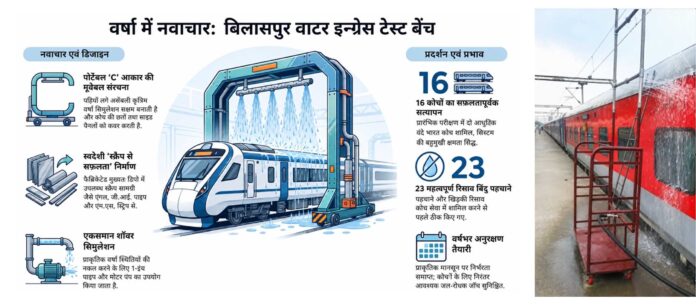 दक्षिण पूर्व मध्य रेलवे का रेन वाटर टेस्ट बेंच