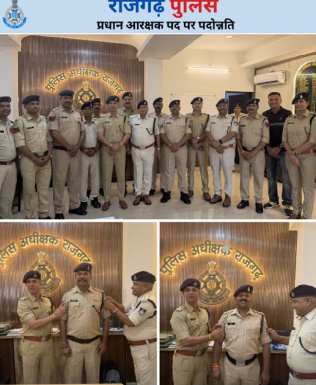 एसपी तोलानी ने फिती लगाकर दी बधाई की खुशी एसपी तोलानी ने फिती लगाकर दी बधाई की खुशी