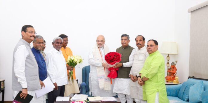 अमित शाह से मुलाकात करते भाजपा नेता