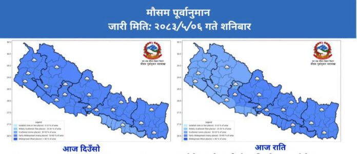मौसम पूर्वानुमान शाखा द्वारा जारी