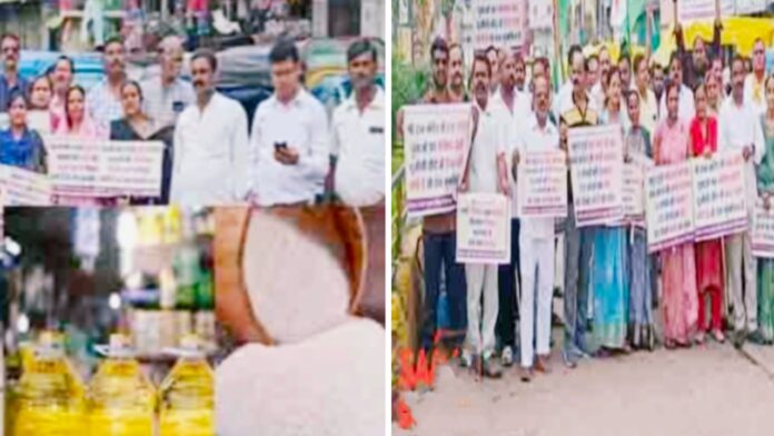 जिला शहर कांग्रेस कमेटी ने निकाला बाजार भ्रमण मोर्चा, खाद्य तेल, शक्कर और पेट्रोल-डीजल की बढ़ी कीमतों को लेकर केंद्र सरकार पर साधा निशाना।