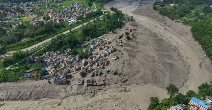 नेपाल का बाढ़ प्रभावित क्षेत्र।