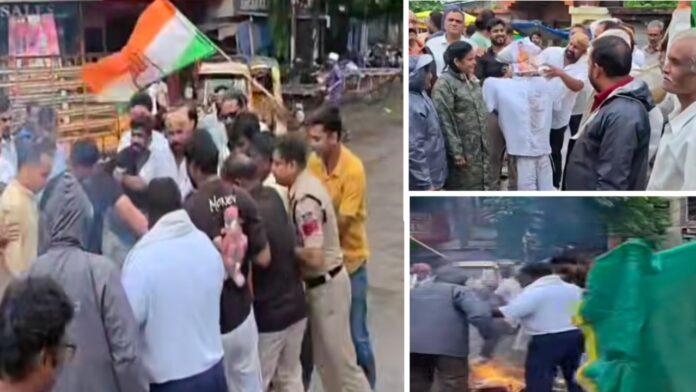 झूठे मामलों और विपक्ष की आवाज दबाने का आरोप लगाकर कांग्रेस कार्यकर्ताओं ने किया प्रदर्शन