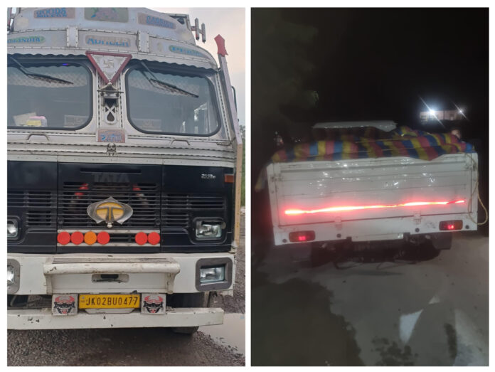 Attempts to smuggle cattle foiled in Lakhanpur and Chadwal; 23 cattle rescued, two vehicles seized.
