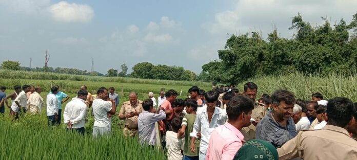 खेत मे भीड़