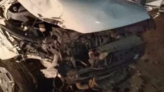 A car coming from the wrong direction hit a family riding a motorcycle.