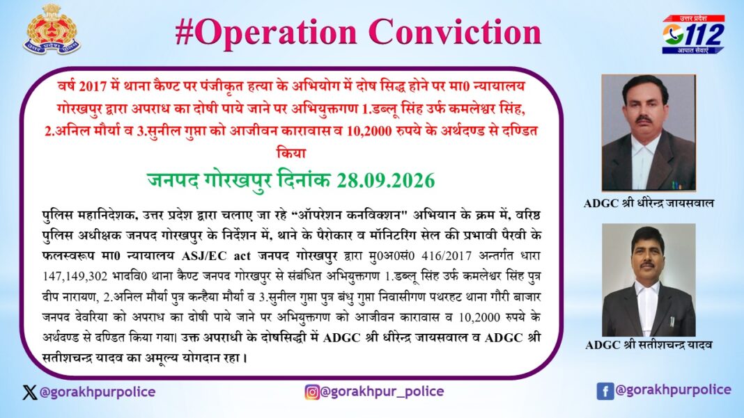 हत्या मामले में तीन अभियुक्तों को आजीवन कारावास की सजा। हत्या मामले में तीन अभियुक्तों को आजीवन कारावास की सजा।